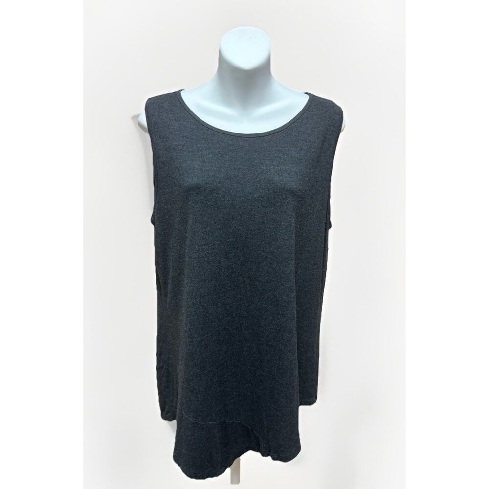 CAbi Womens Tunic Top Medium Gray Asymmetrical Hem Sleeveless Blouse Casual